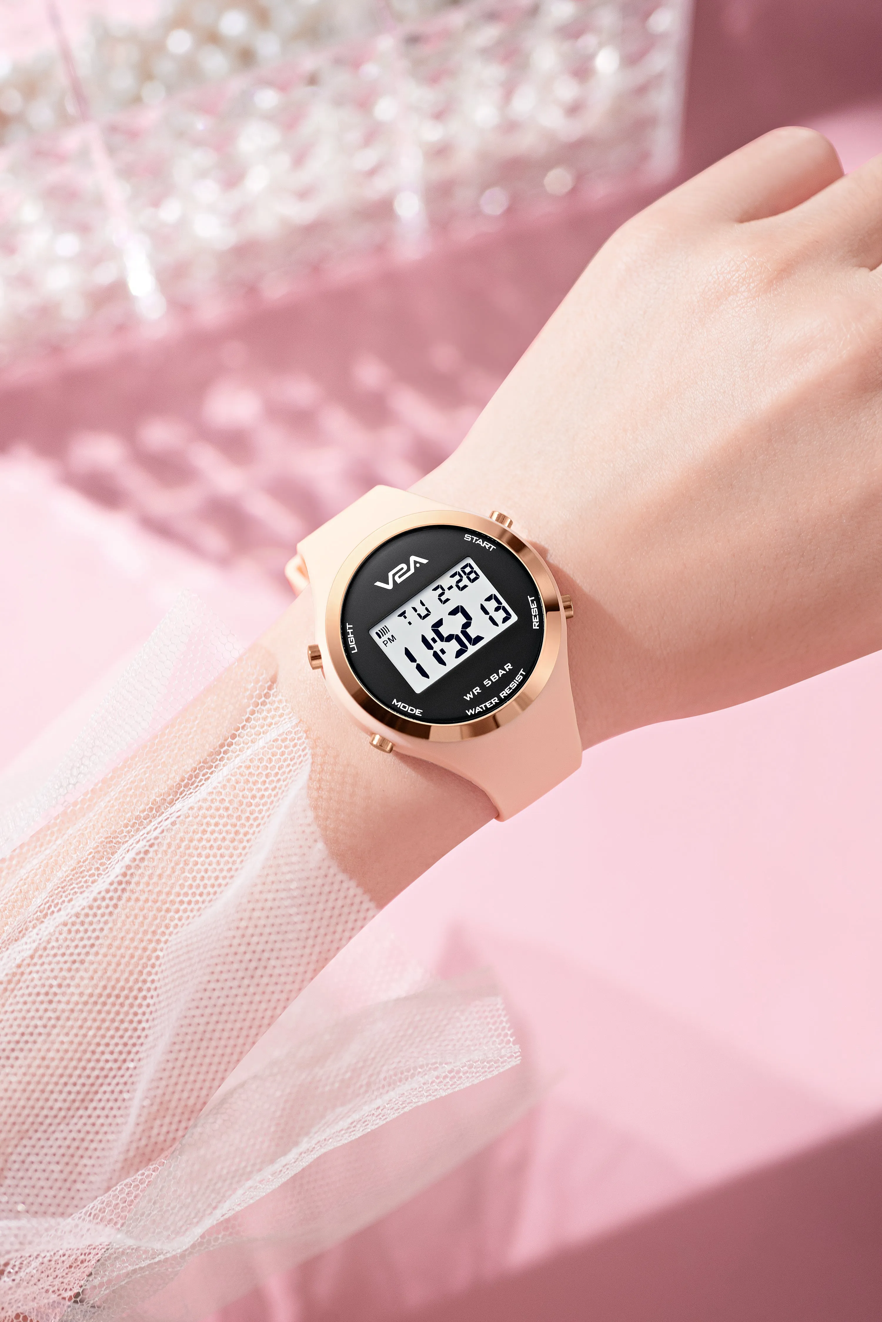 V2A Analog Digital Waterproof Fashion Sports Watch with Backlight Alarm Stopwatch for Women and Girls