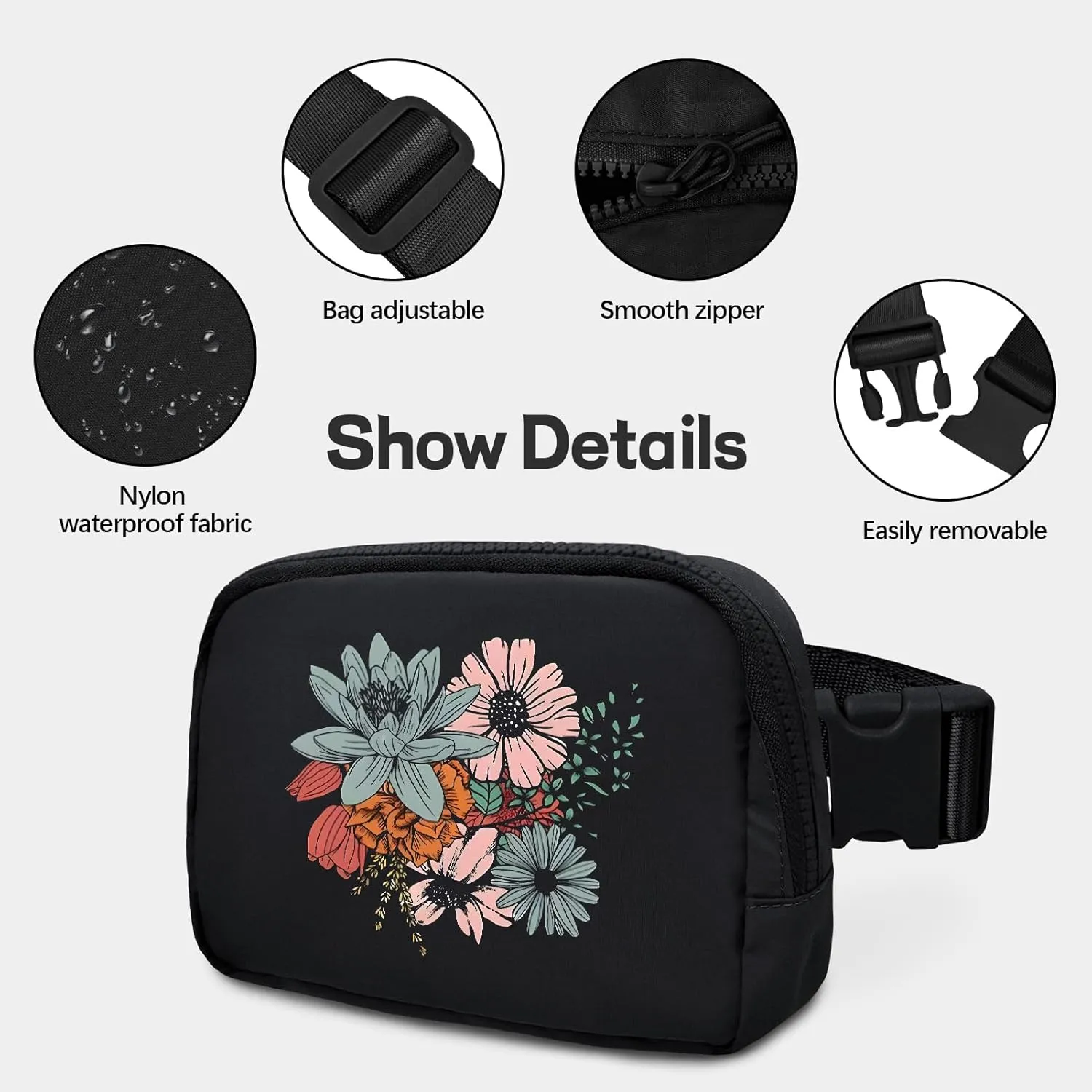viewm Belt Bag for Women, Waterproof Fanny Packs for Women Men Fanny Pack Crossbody Bags for Women with Adjustable Strap for Travel Fitness Running Hiking