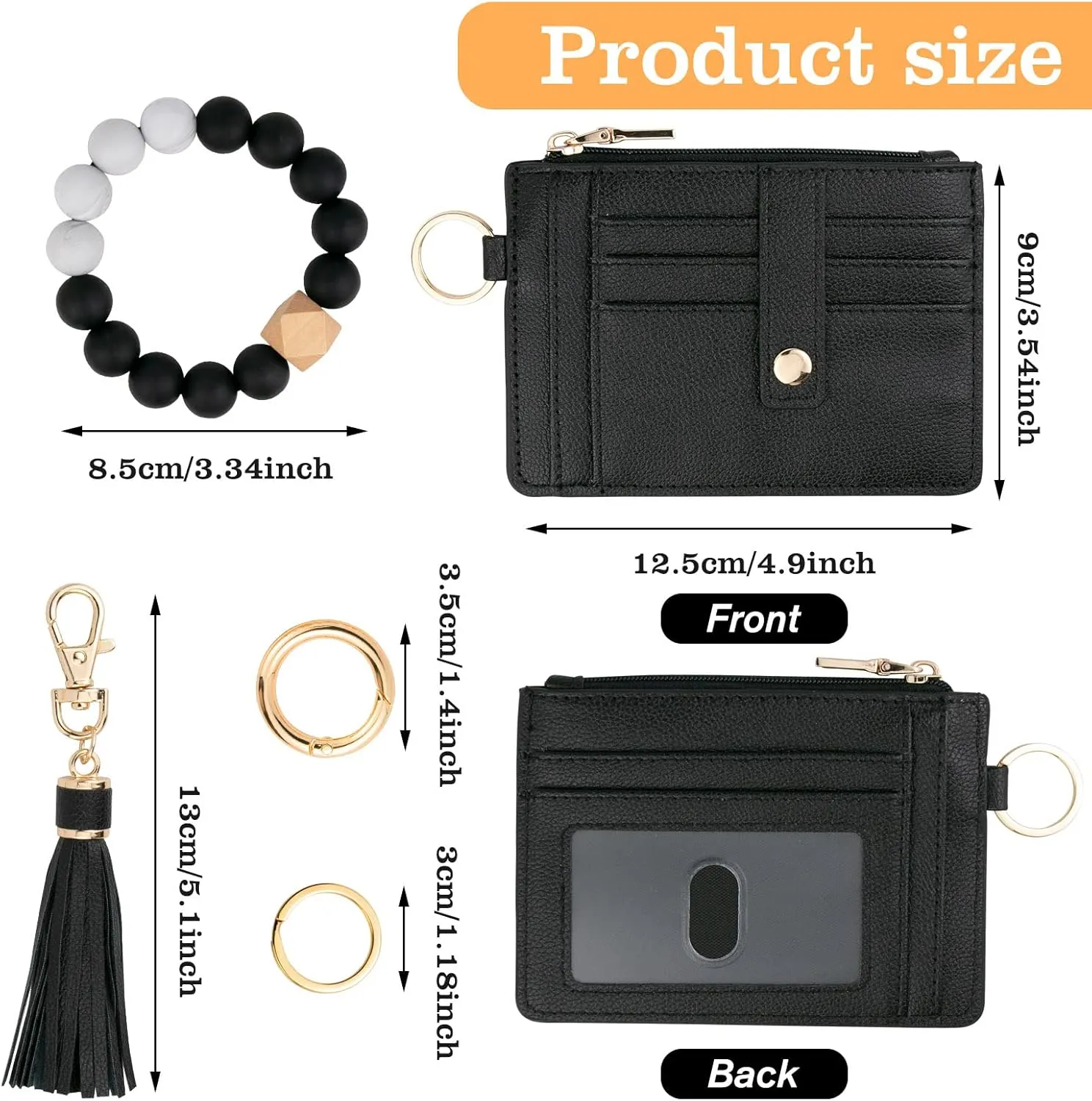 Wallet Keychain Wristlet for Women,Slim RFID Credit Card Holder Purse Tassel Keychain Bangle Key Ring for Men Women