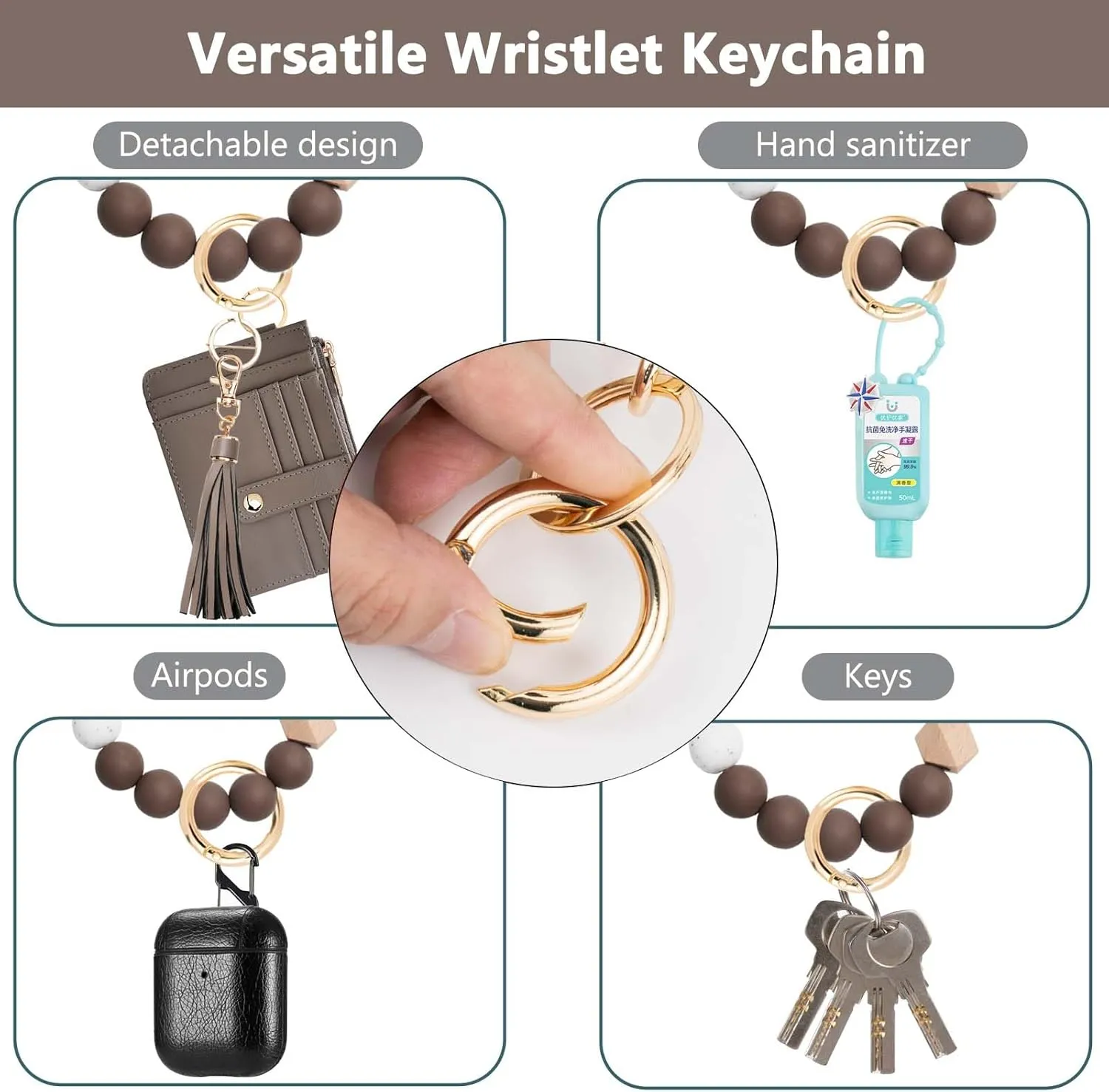 Wallet Keychain Wristlet for Women,Slim RFID Credit Card Holder Purse Tassel Keychain Bangle Key Ring for Men Women