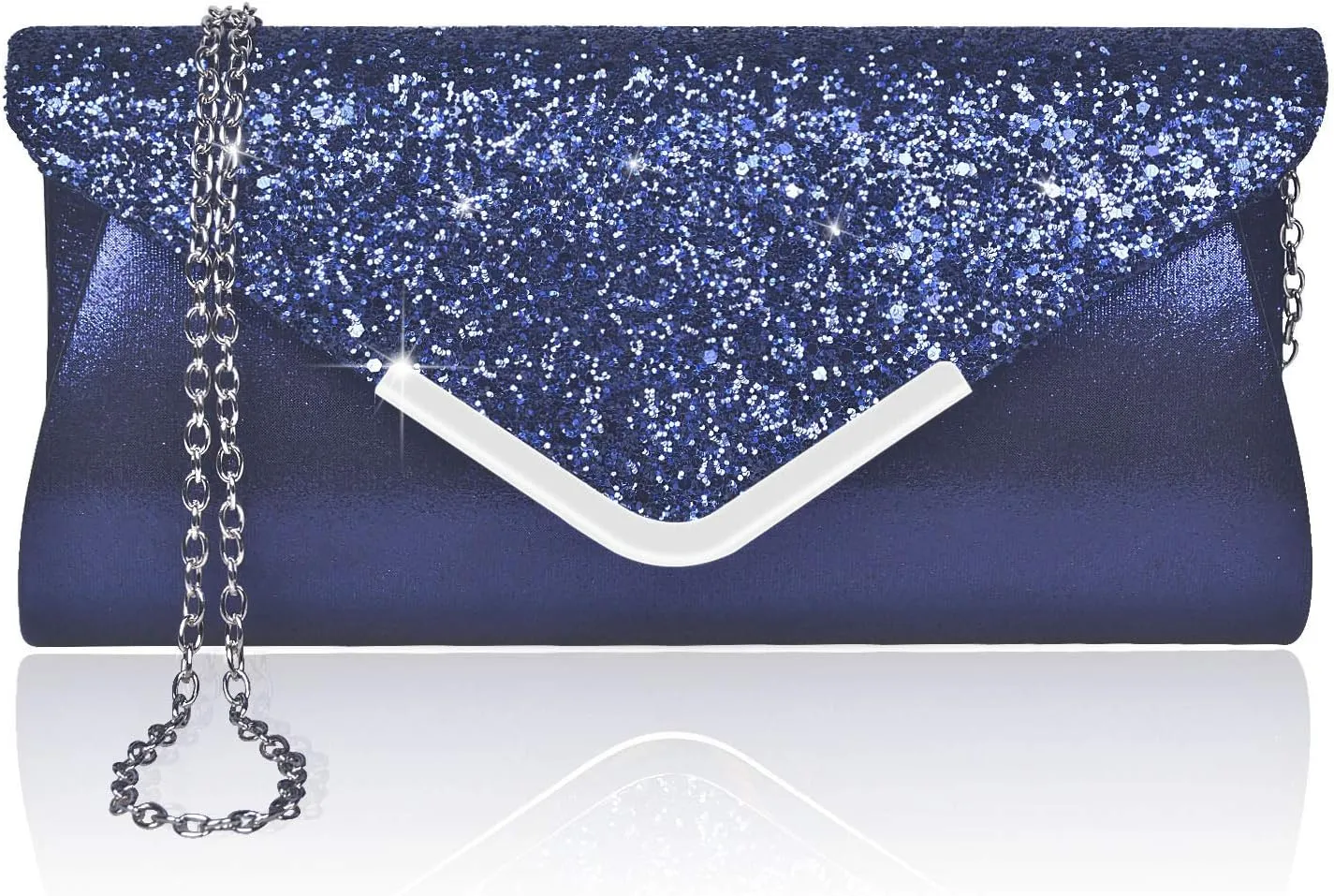 Women Evening Envelope Handbag Prom Sequin Clutch Purse Shoulder Cross Body Bag