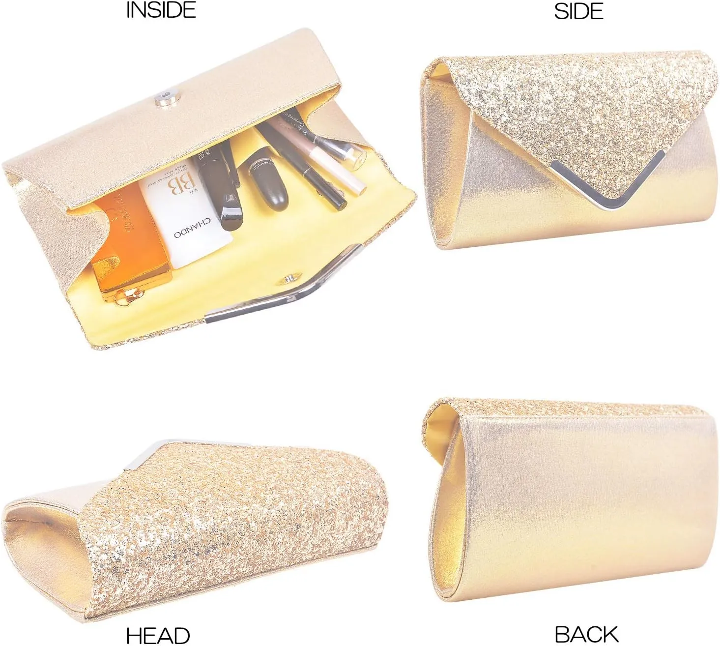 Women Evening Envelope Handbag Prom Sequin Clutch Purse Shoulder Cross Body Bag