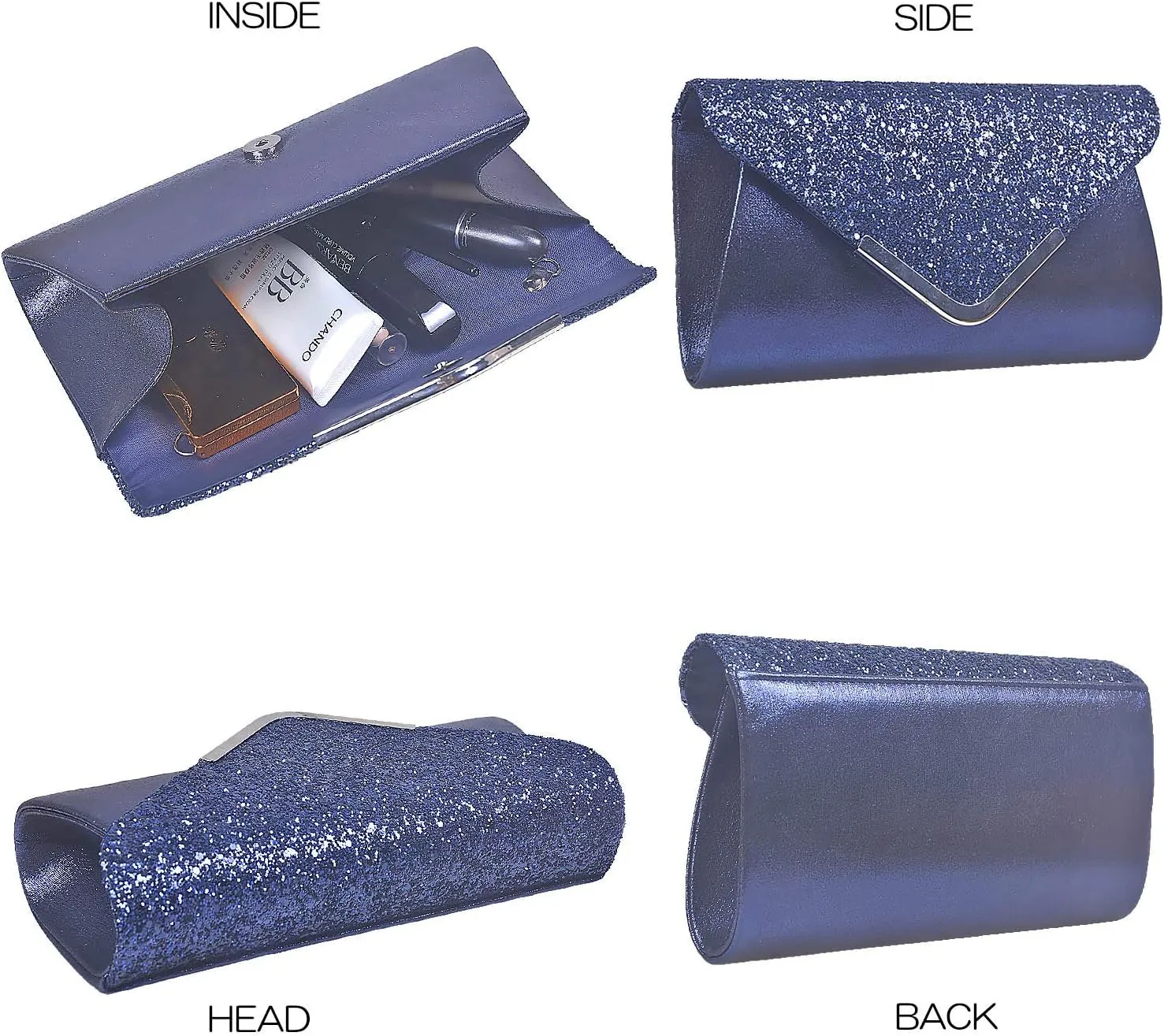 Women Evening Envelope Handbag Prom Sequin Clutch Purse Shoulder Cross Body Bag