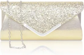 Women Evening Envelope Handbag Prom Sequin Clutch Purse Shoulder Cross Body Bag