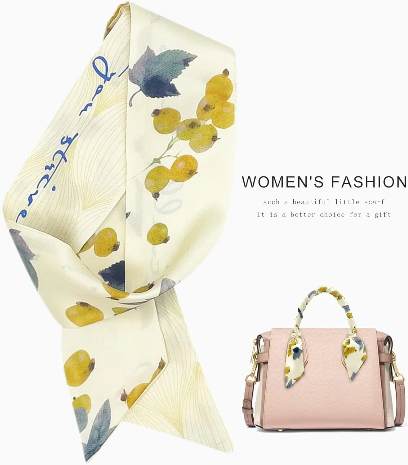 Women's Designer Neckerchief Handbag Handle Ribbon Fashion Scarf Summer Fruit Printed Hair Tie