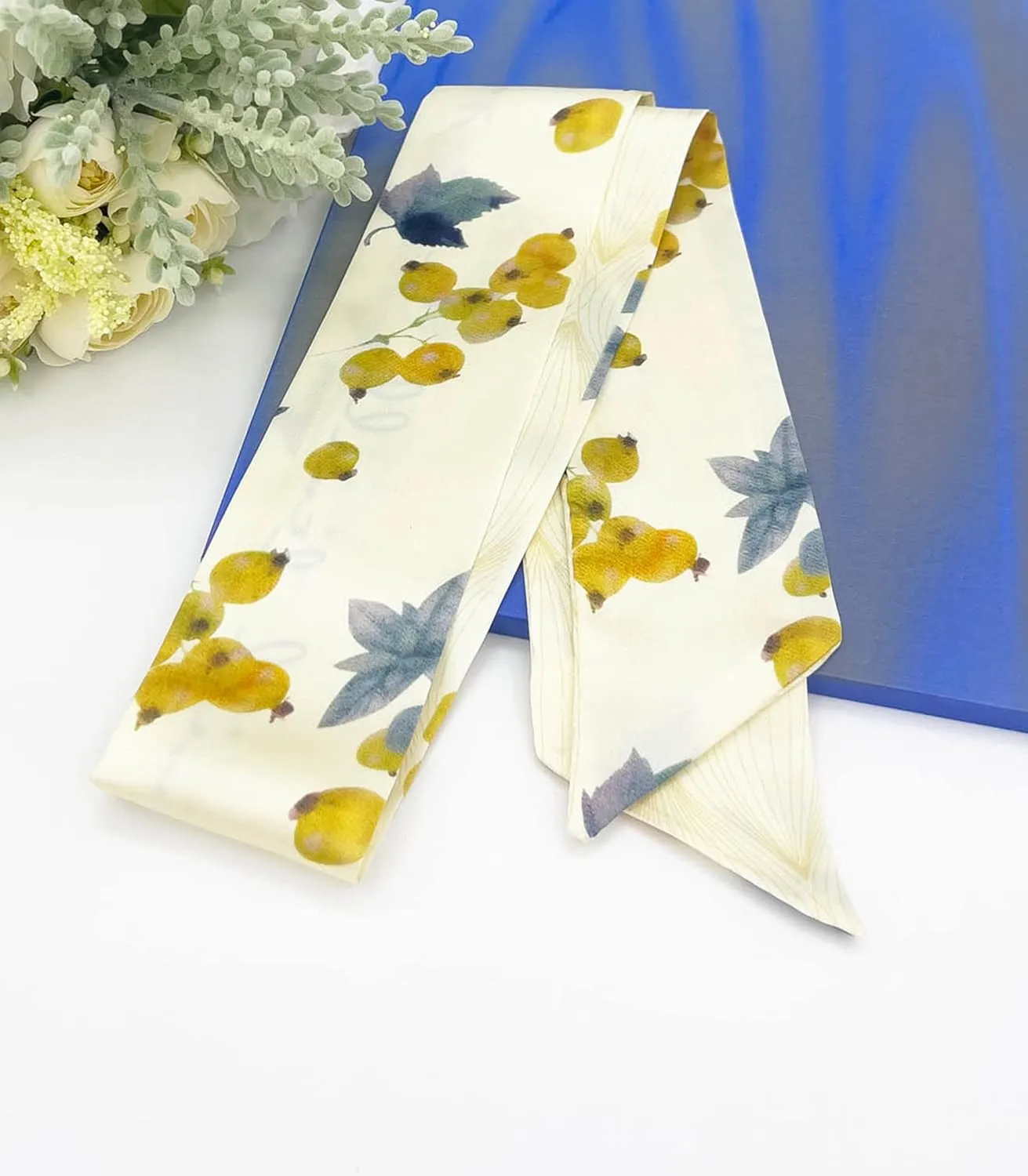 Women's Designer Neckerchief Handbag Handle Ribbon Fashion Scarf Summer Fruit Printed Hair Tie