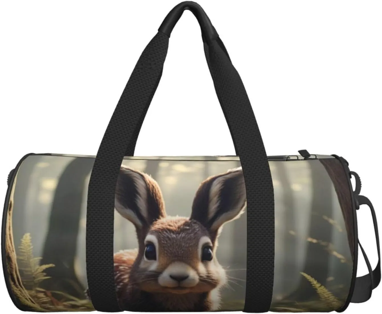 Woodland Animal Printed Travel Bag,Round Personal Item Storage bag,Foldie Duffel Bag for Traveling Vacation,Fitness,Sports