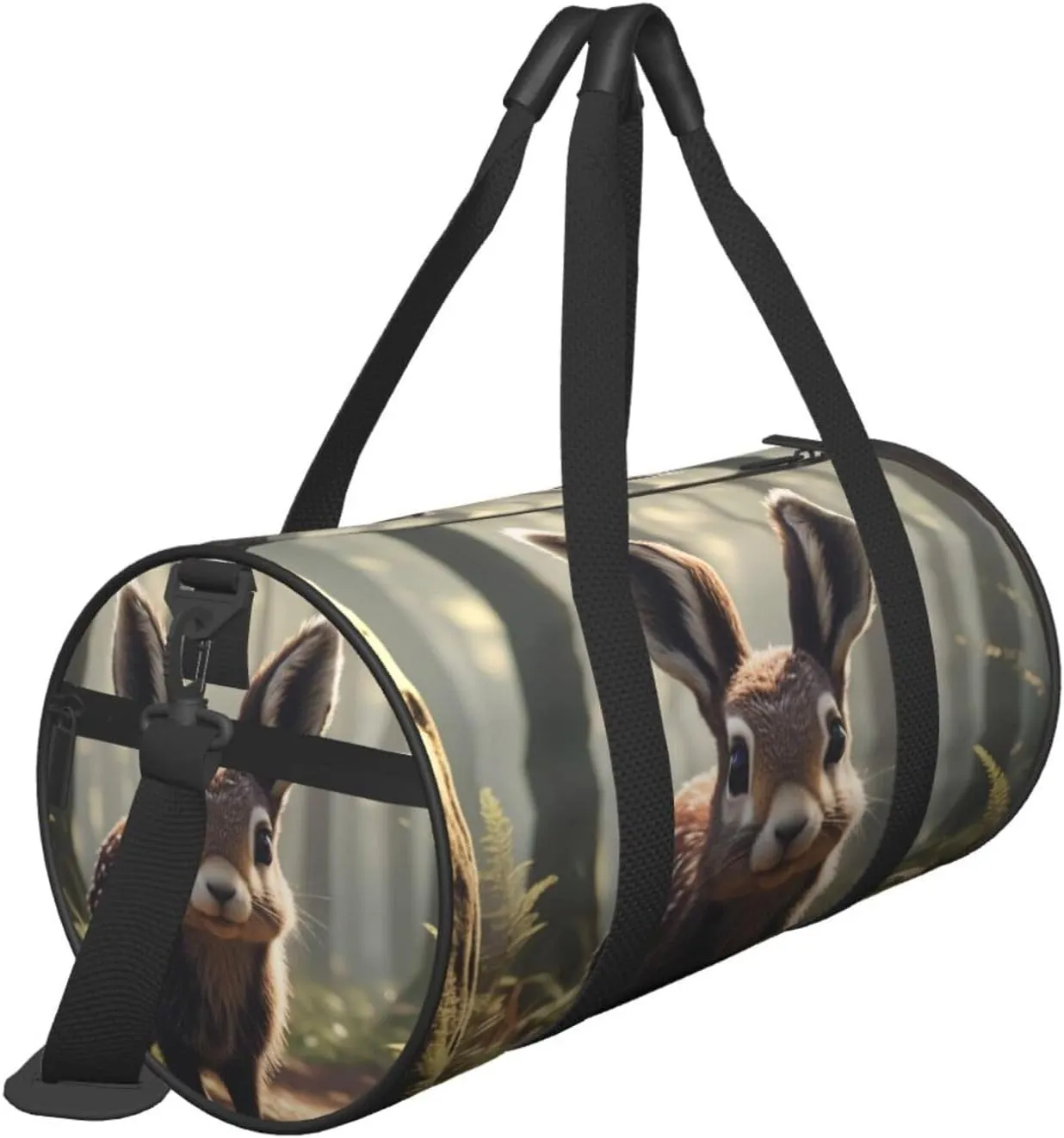 Woodland Animal Printed Travel Bag,Round Personal Item Storage bag,Foldie Duffel Bag for Traveling Vacation,Fitness,Sports