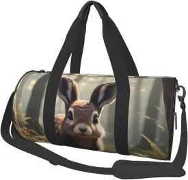 Woodland Animal Printed Travel Bag,Round Personal Item Storage bag,Foldie Duffel Bag for Traveling Vacation,Fitness,Sports