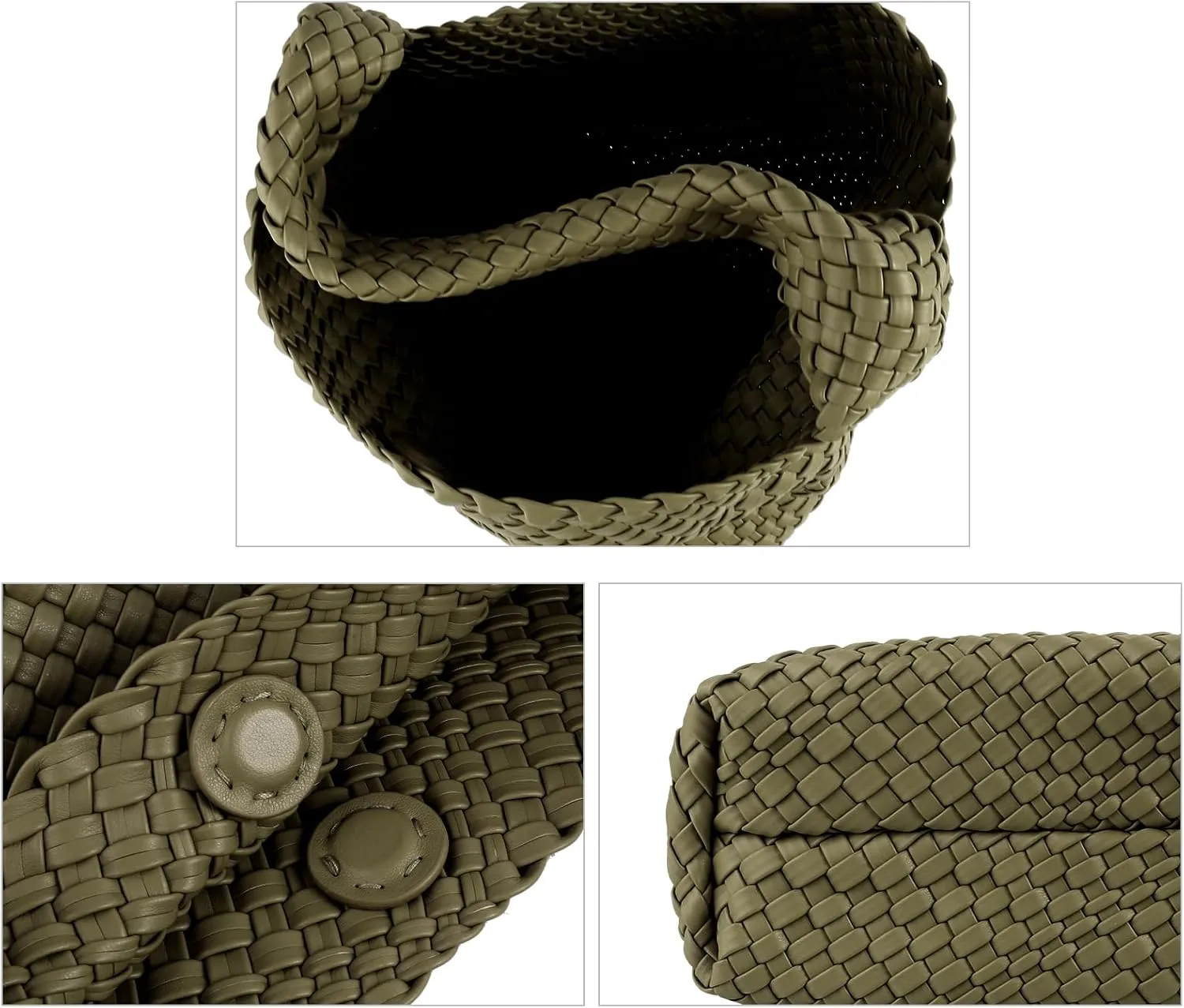 Woven Handbag Straw Purse for Women, Vegan Leather Shoulder Bag Top Handle Tote
