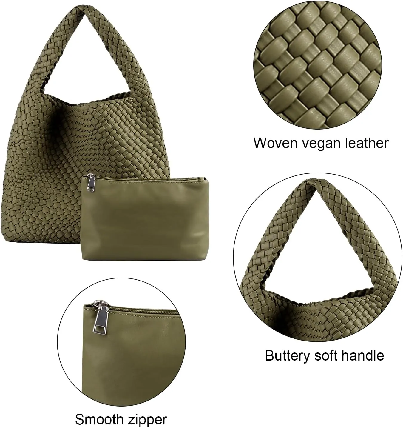 Woven Handbag Straw Purse for Women, Vegan Leather Shoulder Bag Top Handle Tote