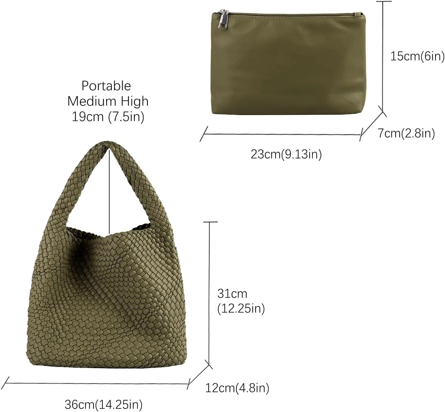 Woven Handbag Straw Purse for Women, Vegan Leather Shoulder Bag Top Handle Tote